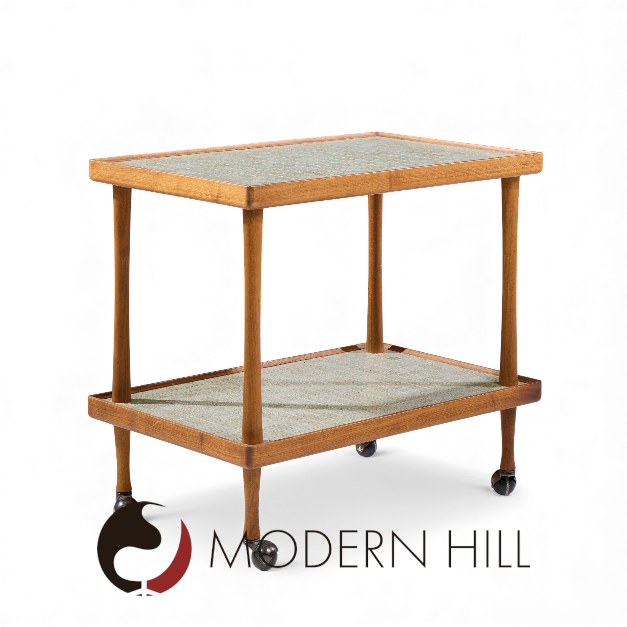 Jane and Gordon Martz for Marshall Studios Mid Century Walnut and Tile Bar Cart