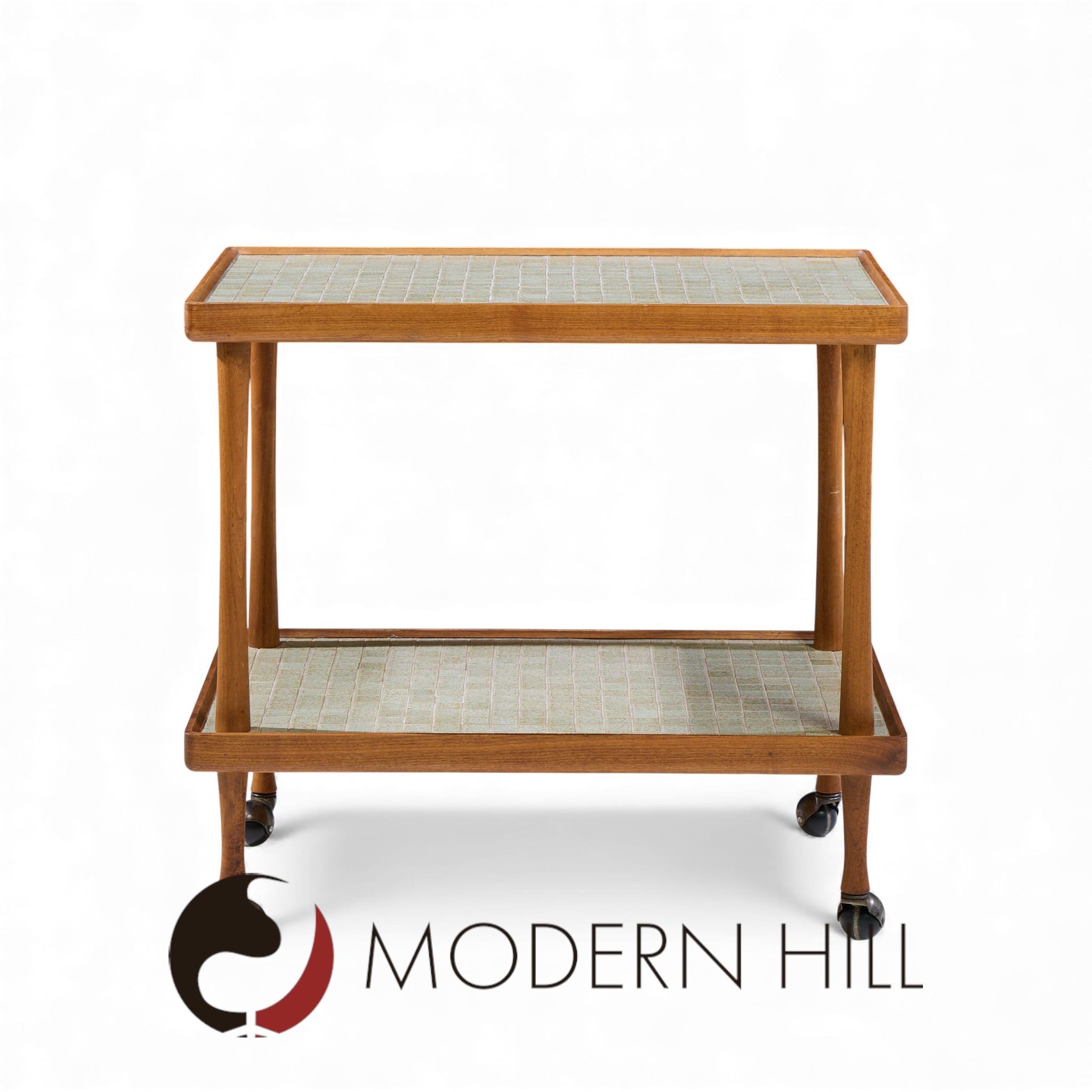 Jane and Gordon Martz for Marshall Studios Mid Century Walnut and Tile Bar Cart