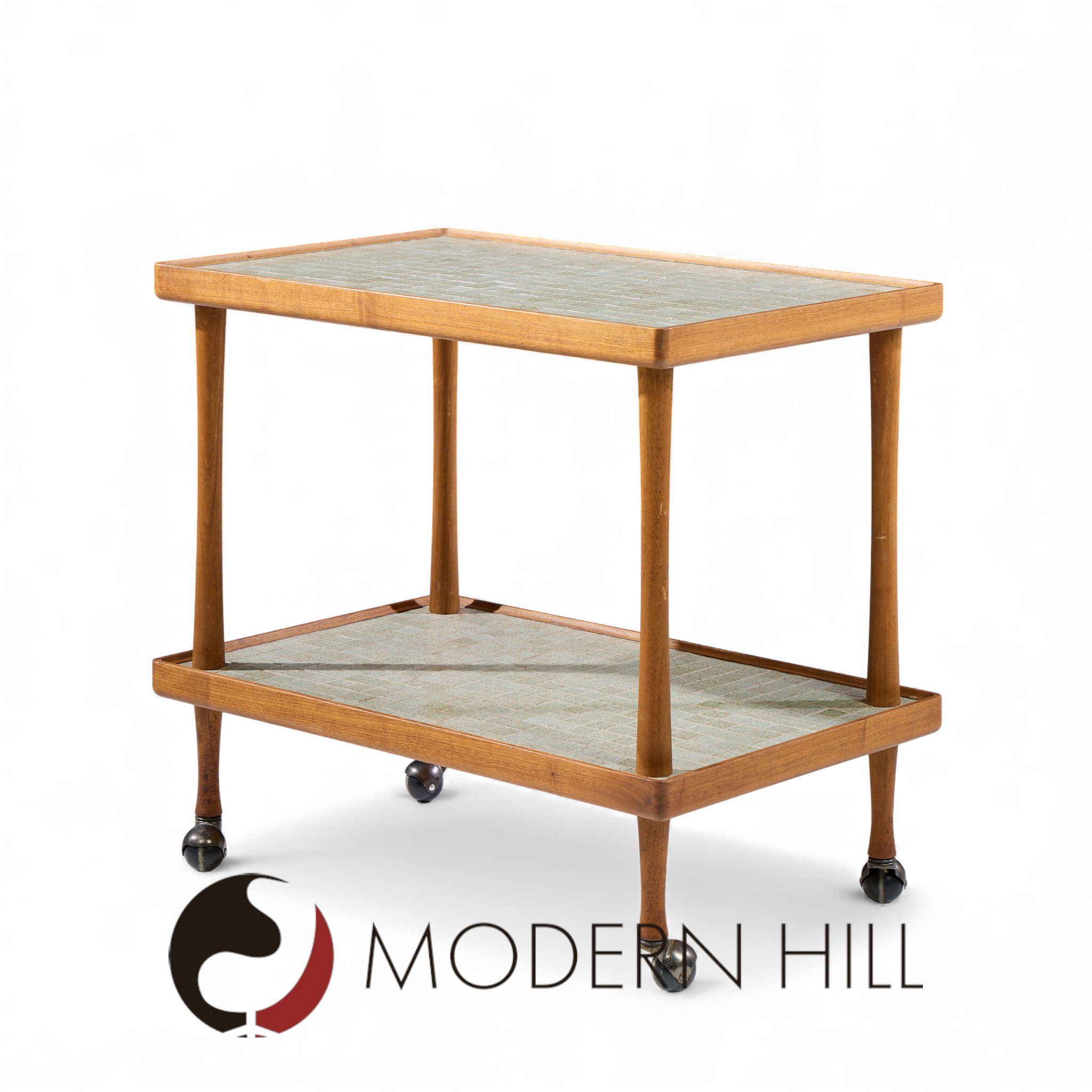 Jane and Gordon Martz for Marshall Studios Mid Century Walnut and Tile Bar Cart