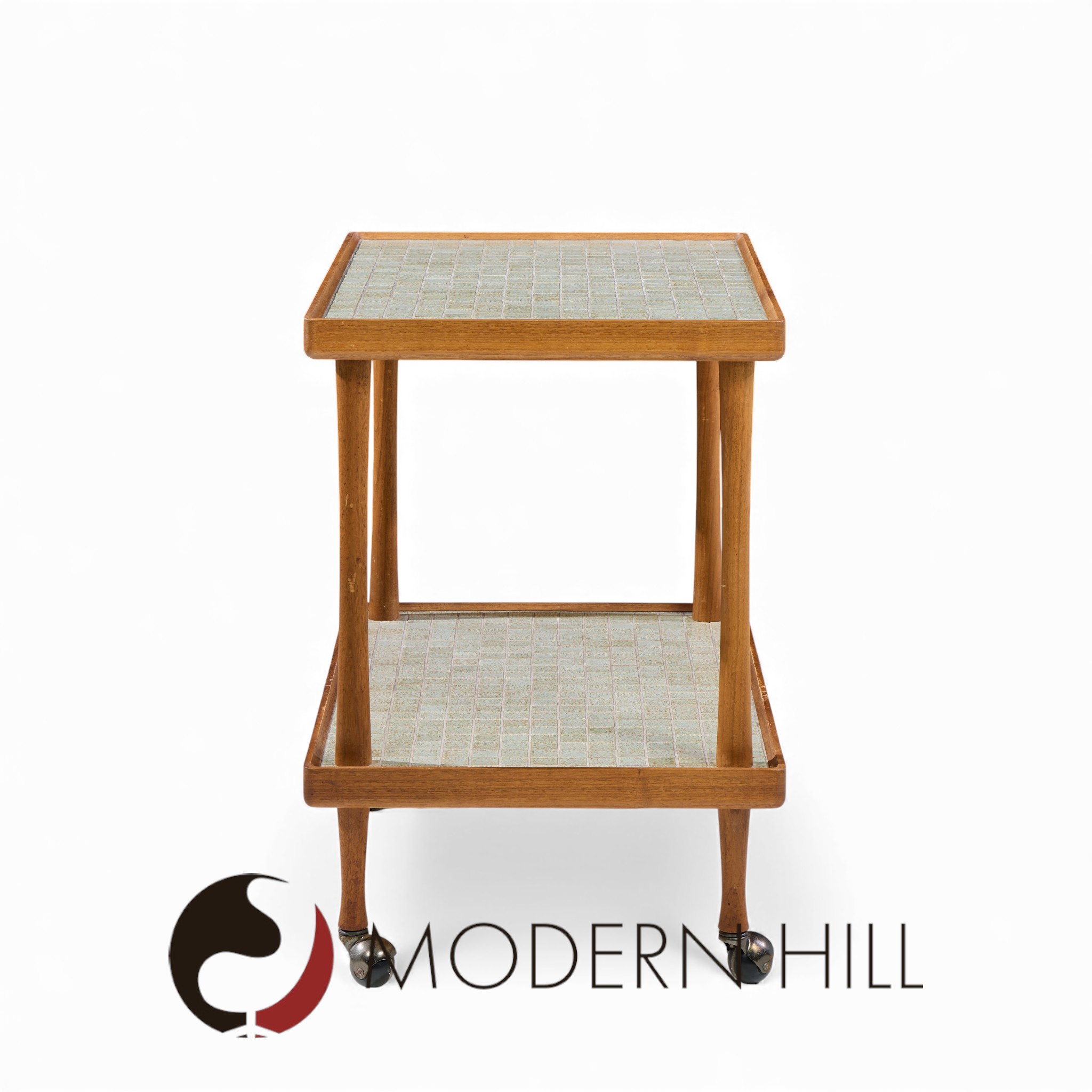 Jane and Gordon Martz for Marshall Studios Mid Century Walnut and Tile Bar Cart