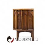 Kent Coffey Perspecta Mid Century Round Walnut and Rosewood Nightstands -  Pair