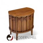 Kent Coffey Perspecta Mid Century Round Walnut and Rosewood Nightstands -  Pair