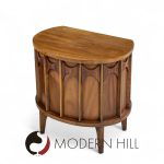 Kent Coffey Perspecta Mid Century Round Walnut and Rosewood Nightstands -  Pair