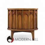 Kent Coffey Perspecta Mid Century Round Walnut and Rosewood Nightstands -  Pair