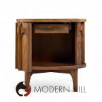 Kent Coffey Perspecta Mid Century Round Walnut and Rosewood Nightstands -  Pair