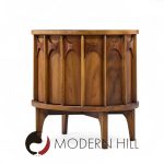 Kent Coffey Perspecta Mid Century Round Walnut and Rosewood Nightstands -  Pair