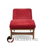 Kofod Larsen for Selig Mid Century Walnut Chaise Lounge Chair