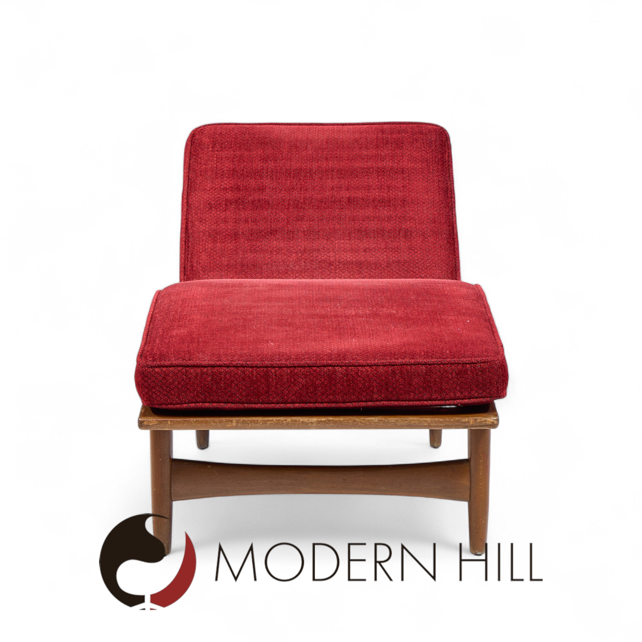 Kofod Larsen for Selig Mid Century Walnut Chaise Lounge Chair