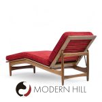 Kofod Larsen for Selig Mid Century Walnut Chaise Lounge Chair