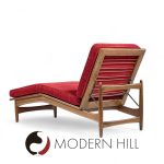 Kofod Larsen for Selig Mid Century Walnut Chaise Lounge Chair