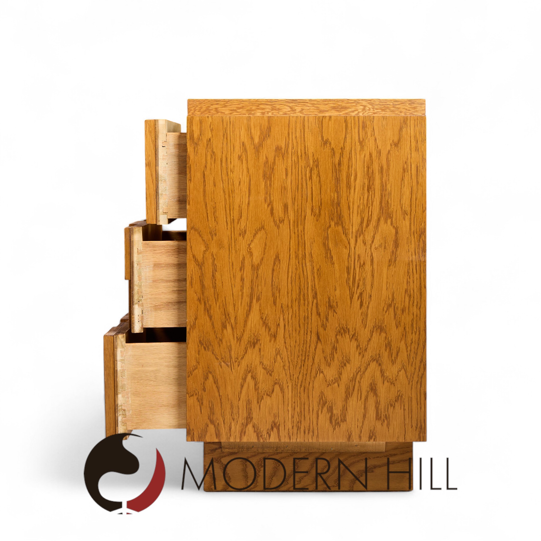 Lane Stacatto Brutalist Mid Century Oak Lowboy Dresser