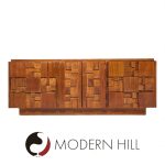 Lane Staccato Mid Century Brutalist Walnut Lowboy Dresser