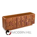 Lane Staccato Mid Century Brutalist Walnut Lowboy Dresser