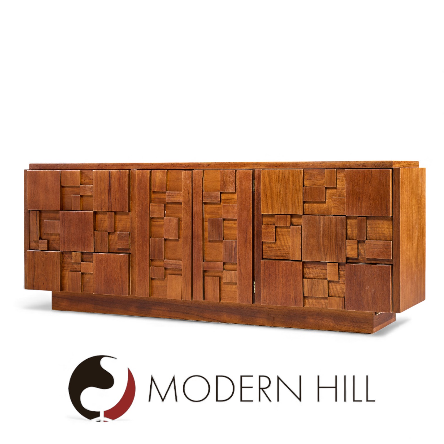 Lane Staccato Mid Century Brutalist Walnut Lowboy Dresser