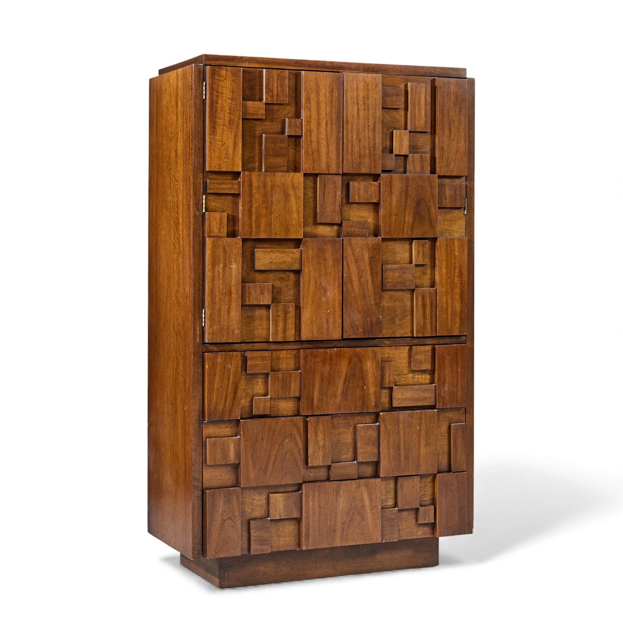 Lane Staccato Mid Century Brutalist Walnut Armoire