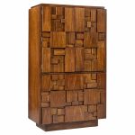 Lane Staccato Mid Century Brutalist Walnut Armoire