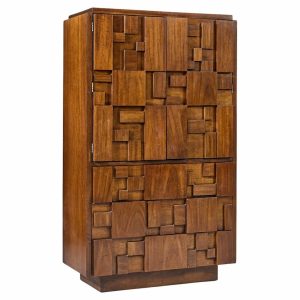 Lane Staccato Mid Century Brutalist Walnut Armoire
