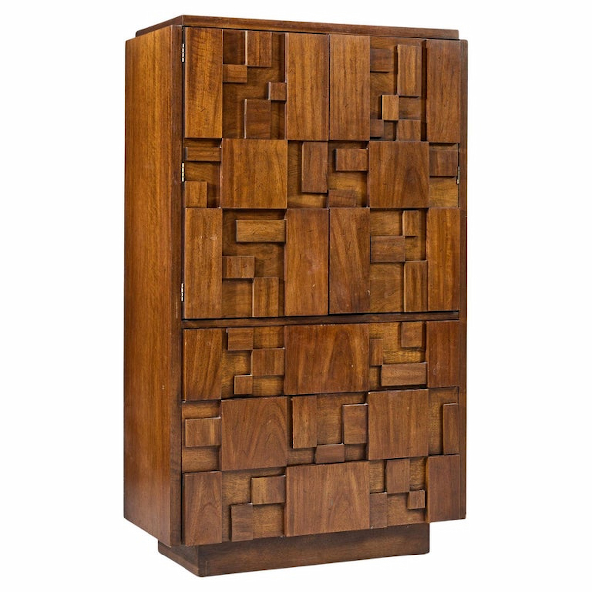 Lane Staccato Mid Century Brutalist Walnut Armoire