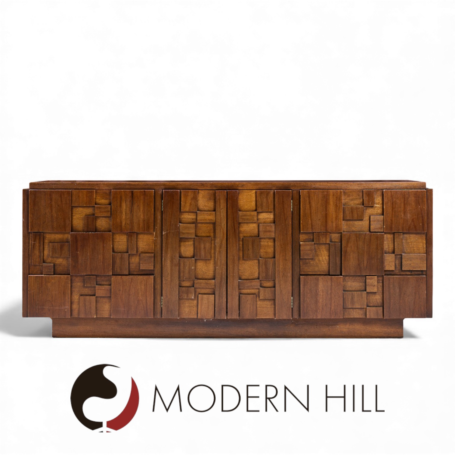 Lane Staccato Mid Century Brutalist Walnut Lowboy Dresser