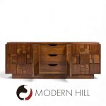 Lane Staccato Mid Century Brutalist Walnut Lowboy Dresser | Mid Century Modern Furniture - Mid Century Furniture Chicago Lane Staccato Mid Century Brutalist Walnut Lowboy Dresser