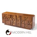 Lane Staccato Mid Century Brutalist Walnut Lowboy Dresser | Mid Century Modern Furniture - Mid Century Furniture Chicago Lane Staccato Mid Century Brutalist Walnut Lowboy Dresser