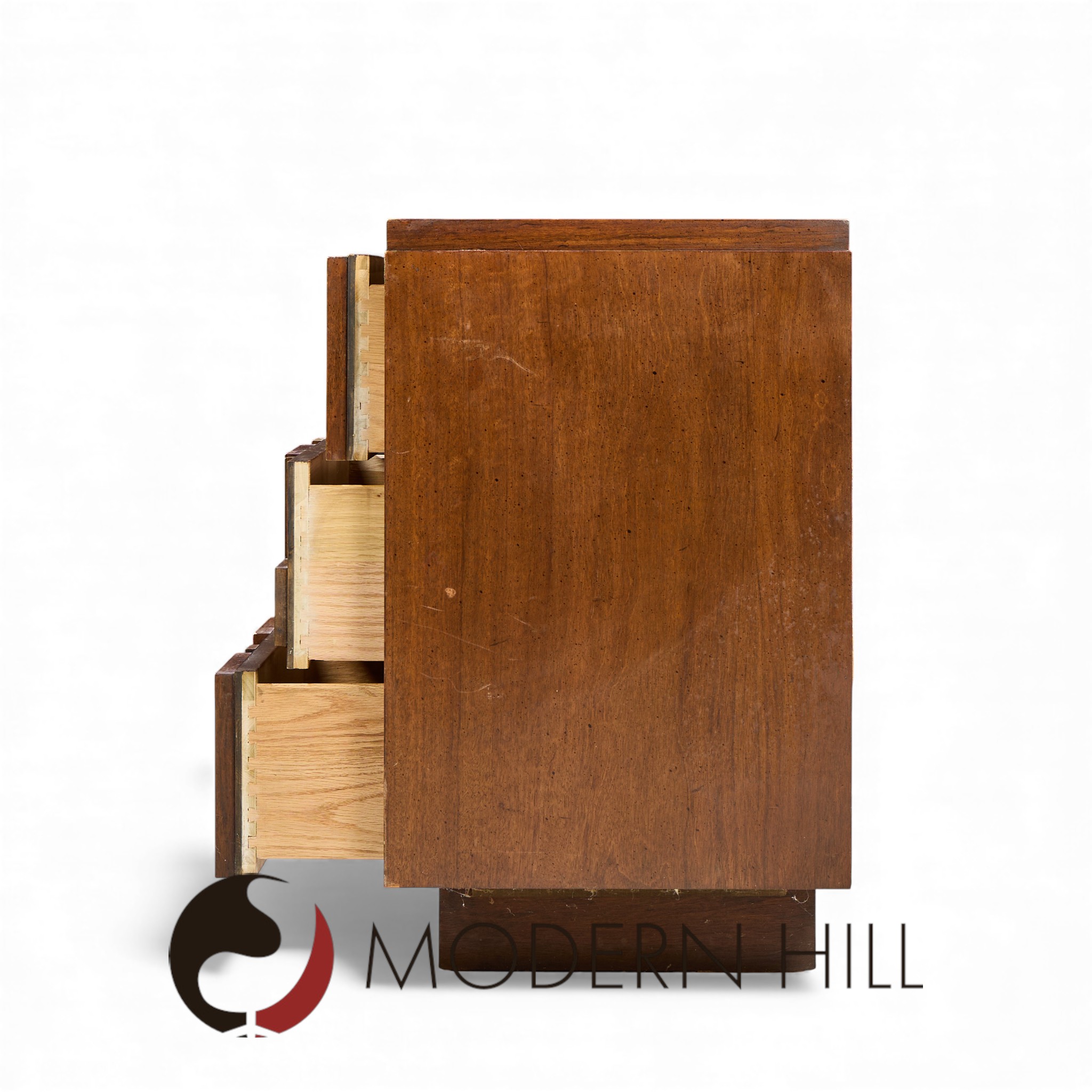 Lane Staccato Mid Century Brutalist Walnut Lowboy Dresser