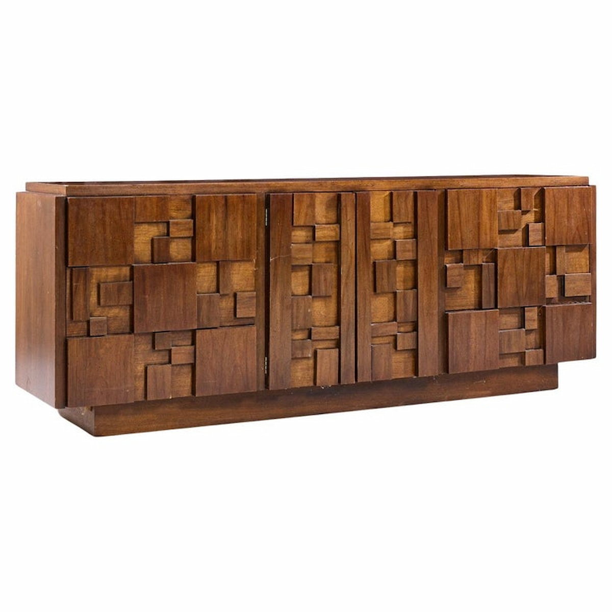 Lane Staccato Mid Century Brutalist Walnut Lowboy Dresser