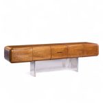 M.f. Harty for Stow Davis Tomorrow Mid Century Walnut and Chrome Floating Credenza