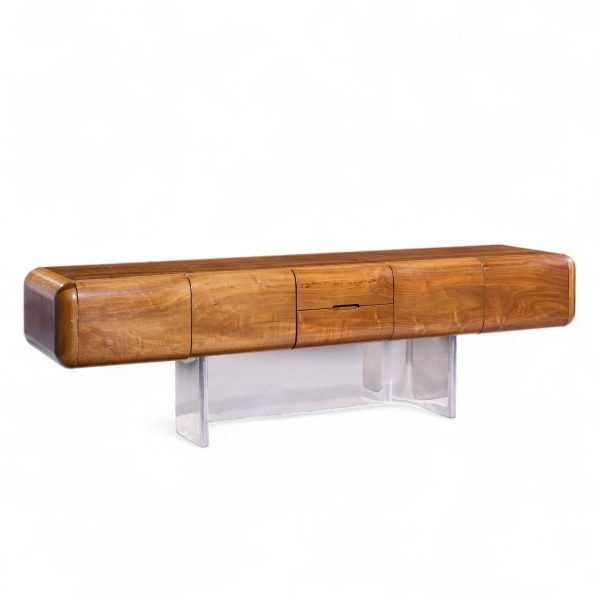 M.f. Harty for Stow Davis Tomorrow Mid Century Walnut and Chrome Floating Credenza