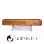 M.f. Harty for Stow Davis Tomorrow Mid Century Walnut and Chrome Floating Credenza