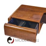 M.f. Harty for Stow and Davis Mid Century Walnut, Chrome and Glass Executive Desk