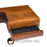 M.f. Harty for Stow and Davis Mid Century Walnut, Chrome and Glass Executive Desk