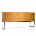 Milo Baughman for Thayer Coggin Mid Century Burlwood and Chrome Credenza
