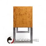 Milo Baughman for Thayer Coggin Mid Century Burlwood and Chrome Credenza