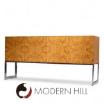 Milo Baughman for Thayer Coggin Mid Century Burlwood and Chrome Credenza