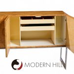 Milo Baughman for Thayer Coggin Mid Century Burlwood and Chrome Credenza