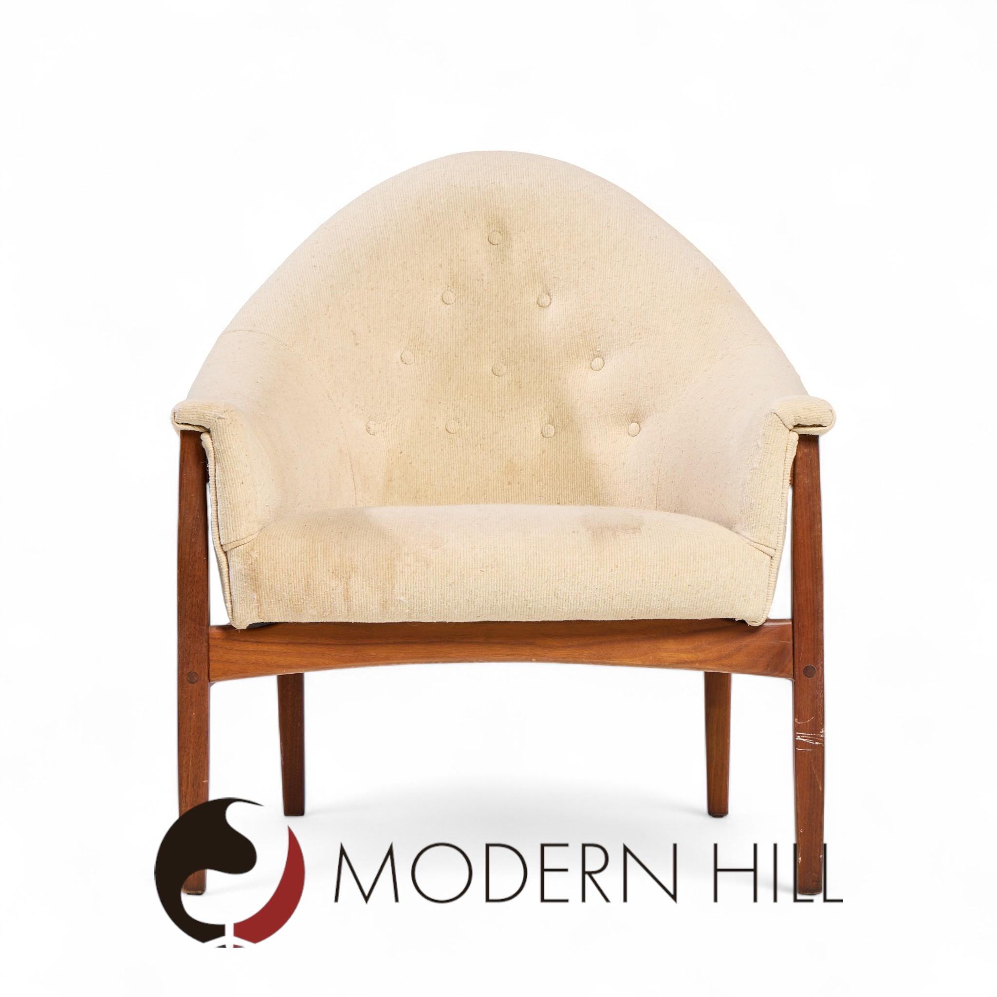 Milo Baughman for Thayer Coggin Mid Century Walnut Tufted Lounge Chair