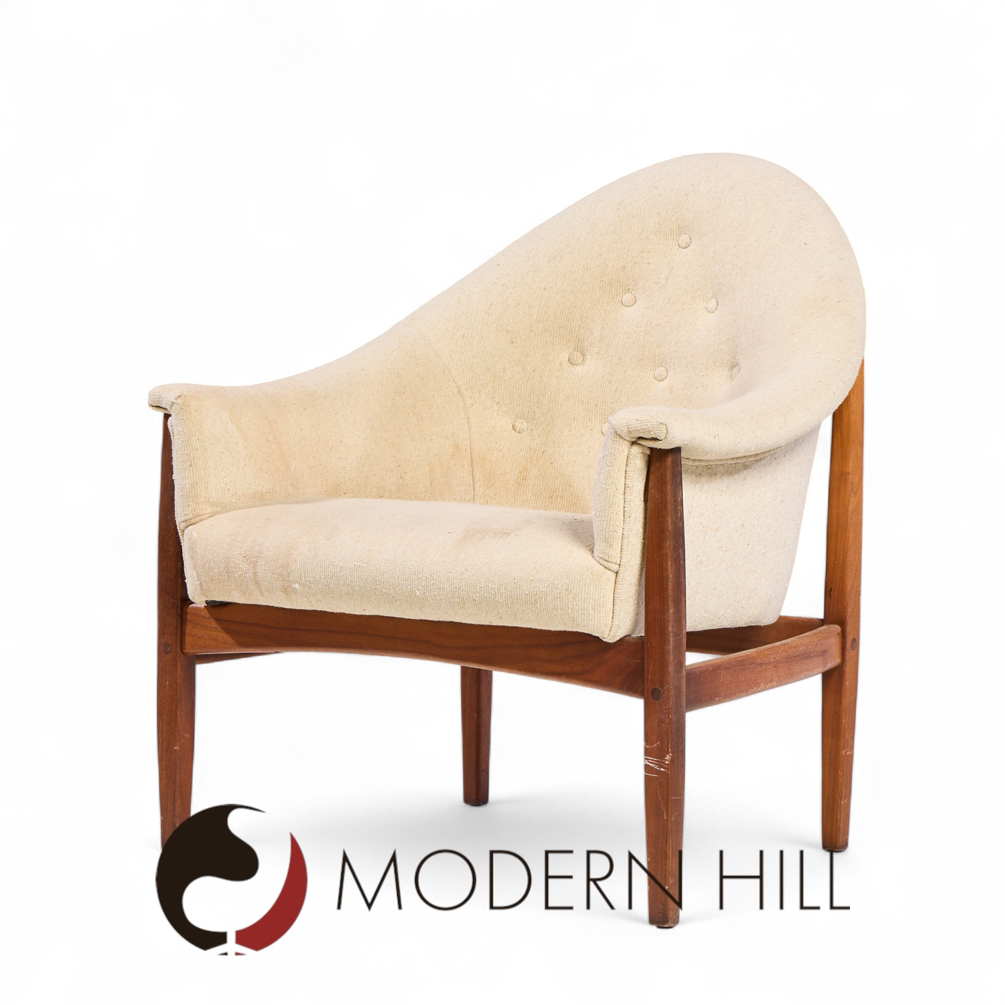 Milo Baughman for Thayer Coggin Mid Century Walnut Tufted Lounge Chair
