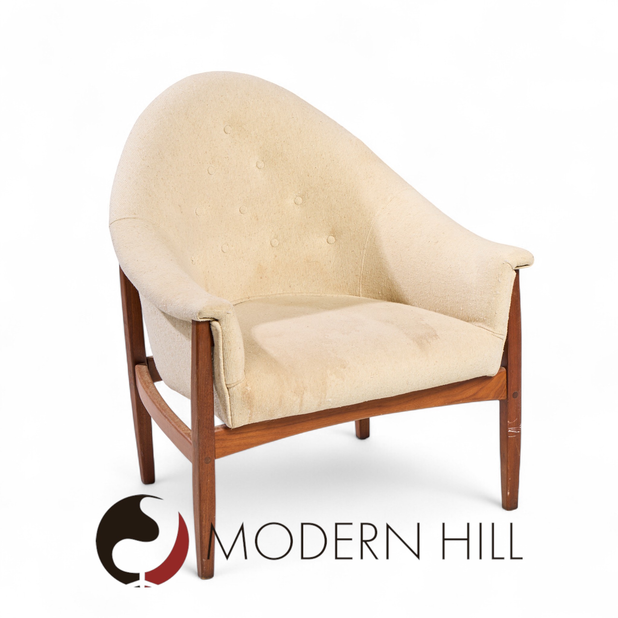 Milo Baughman for Thayer Coggin Mid Century Walnut Tufted Lounge Chair