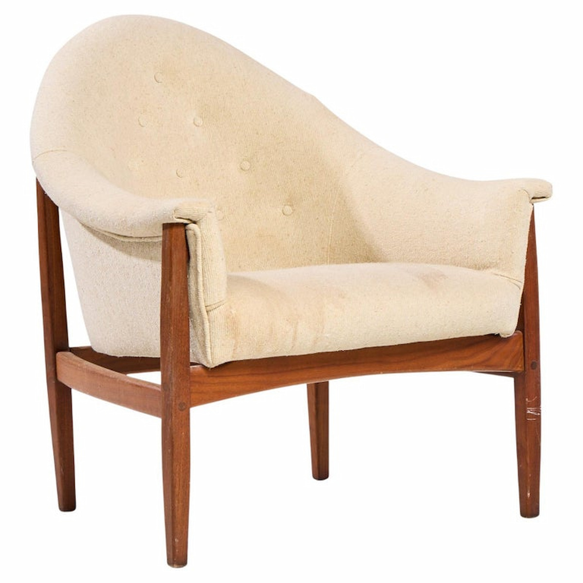 Milo Baughman for Thayer Coggin Mid Century Walnut Tufted Lounge Chair