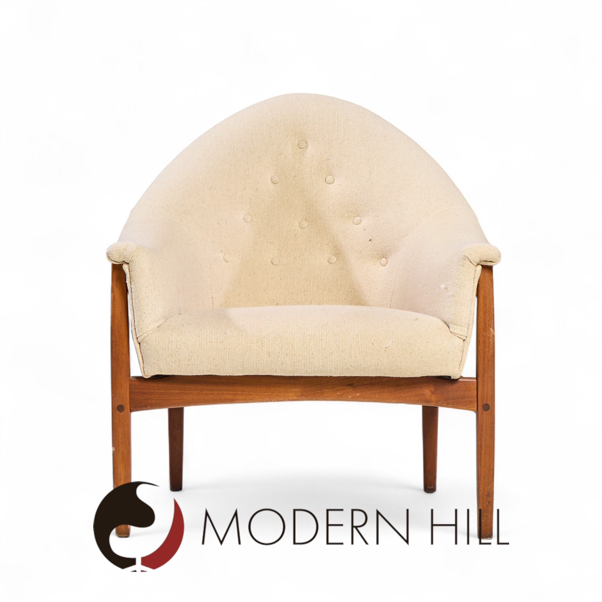 Milo Baughman for Thayer Coggin Mid Century Walnut Tufted Lounge Chairs - Pair