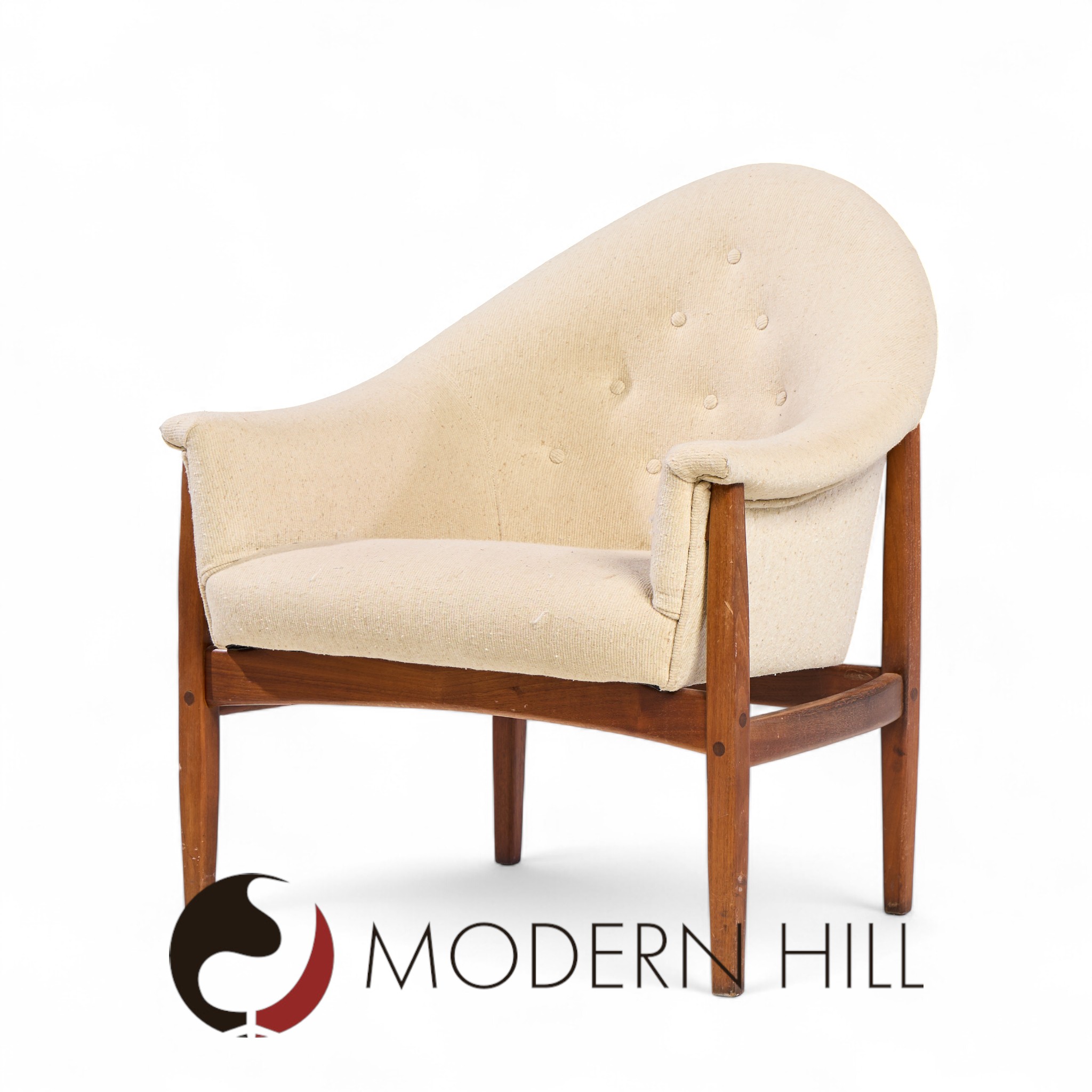 Milo Baughman for Thayer Coggin Mid Century Walnut Tufted Lounge Chairs - Pair