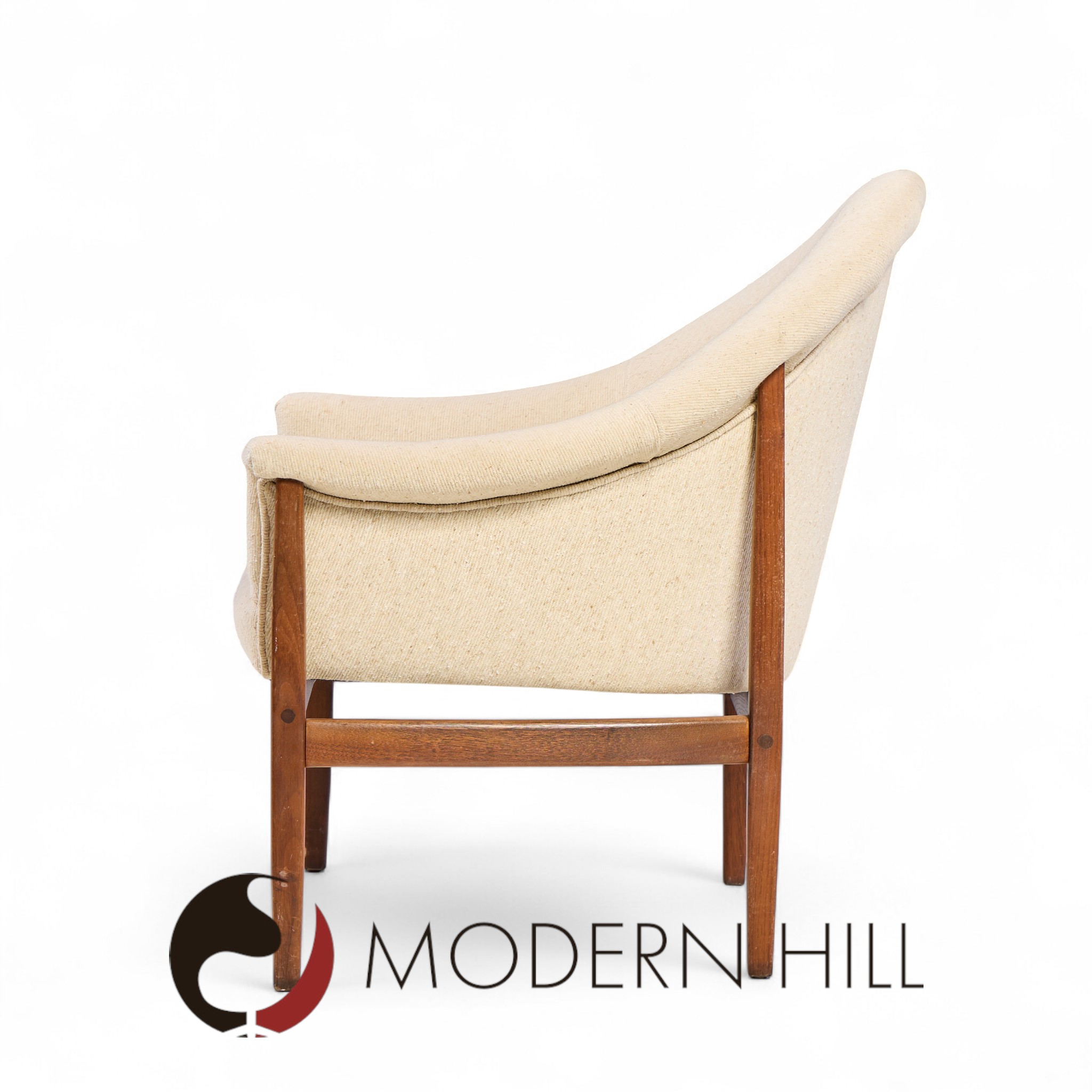 Milo Baughman for Thayer Coggin Mid Century Walnut Tufted Lounge Chairs - Pair