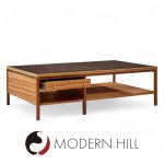 Paul Mccobb for Calvin Mid Century Leather, Brass and Mahogany Coffee Table | Mid Century Modern Furniture - Mid Century Furniture Chicago Paul Mccobb for Calvin Mid Century Leather, Brass and Mahogany Coffee Table