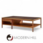 Paul Mccobb for Calvin Mid Century Leather, Brass and Mahogany Coffee Table | Mid Century Modern Furniture - Mid Century Furniture Chicago Paul Mccobb for Calvin Mid Century Leather, Brass and Mahogany Coffee Table