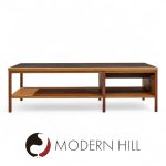 Paul Mccobb for Calvin Mid Century Leather, Brass and Mahogany Coffee Table | Mid Century Modern Furniture - Mid Century Furniture Chicago Paul Mccobb for Calvin Mid Century Leather, Brass and Mahogany Coffee Table