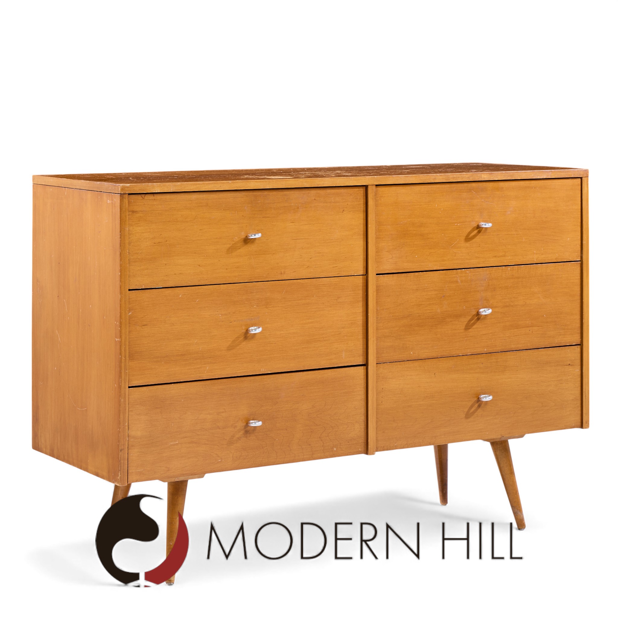 Paul Mccobb for Planner Group Mid Century 6 Drawer Lowboy Dresser - Pair