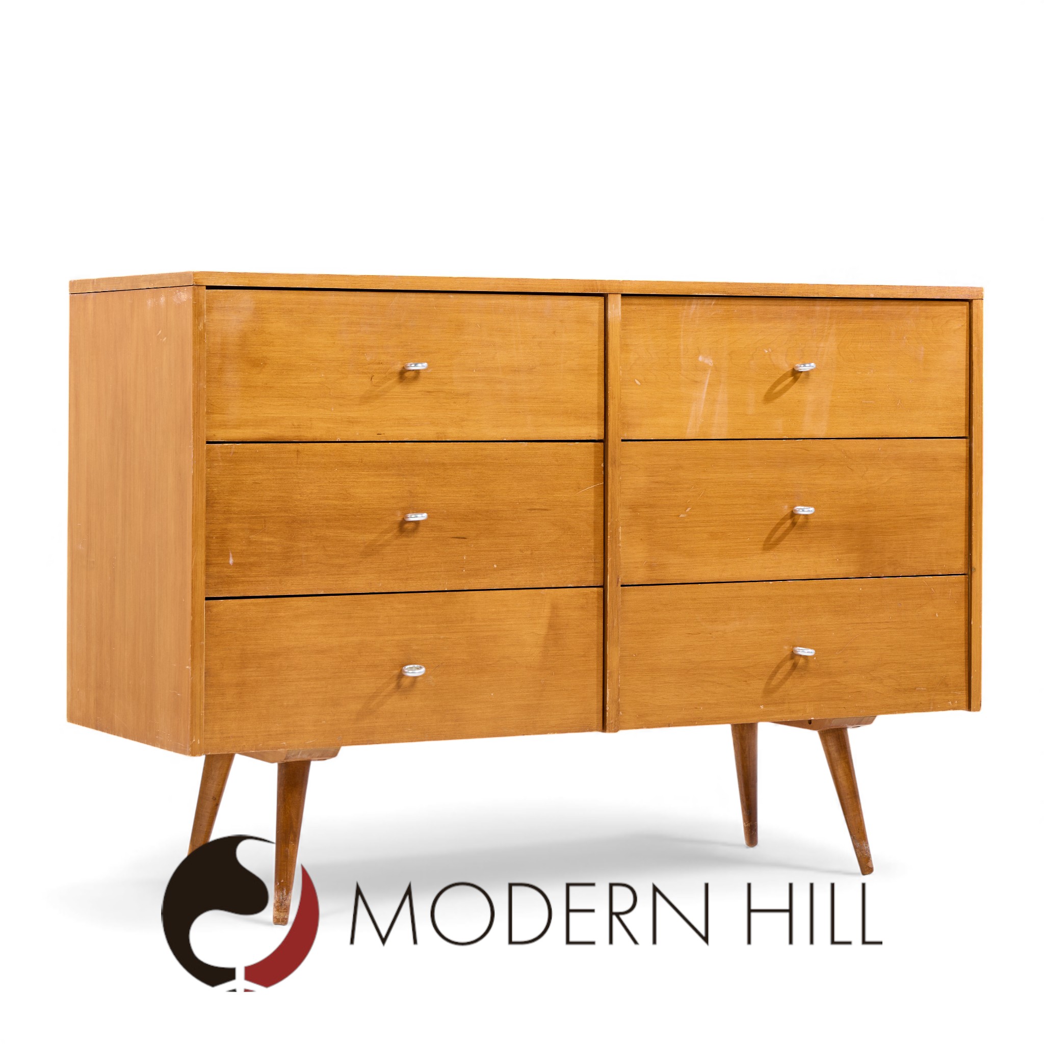 Paul Mccobb for Planner Group Mid Century 6 Drawer Lowboy Dresser - Pair