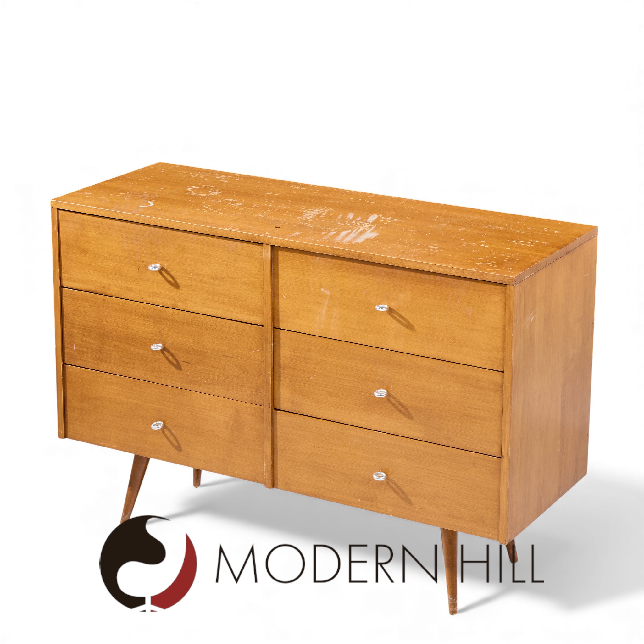 Paul Mccobb for Planner Group Mid Century 6 Drawer Lowboy Dresser - Pair