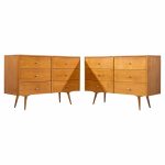 Paul Mccobb for Planner Group Mid Century 6 Drawer Lowboy Dresser - Pair | Mid Century Modern Furniture - Mid Century Furniture Chicago Paul Mccobb for Planner Group Mid Century 6 Drawer Lowboy Dresser - Pair